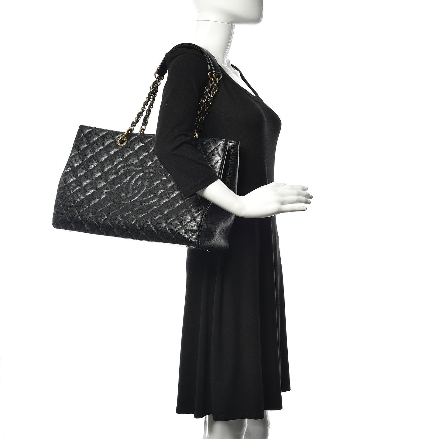 Caviar Quilted XL Grand Shopping Tote GST Black