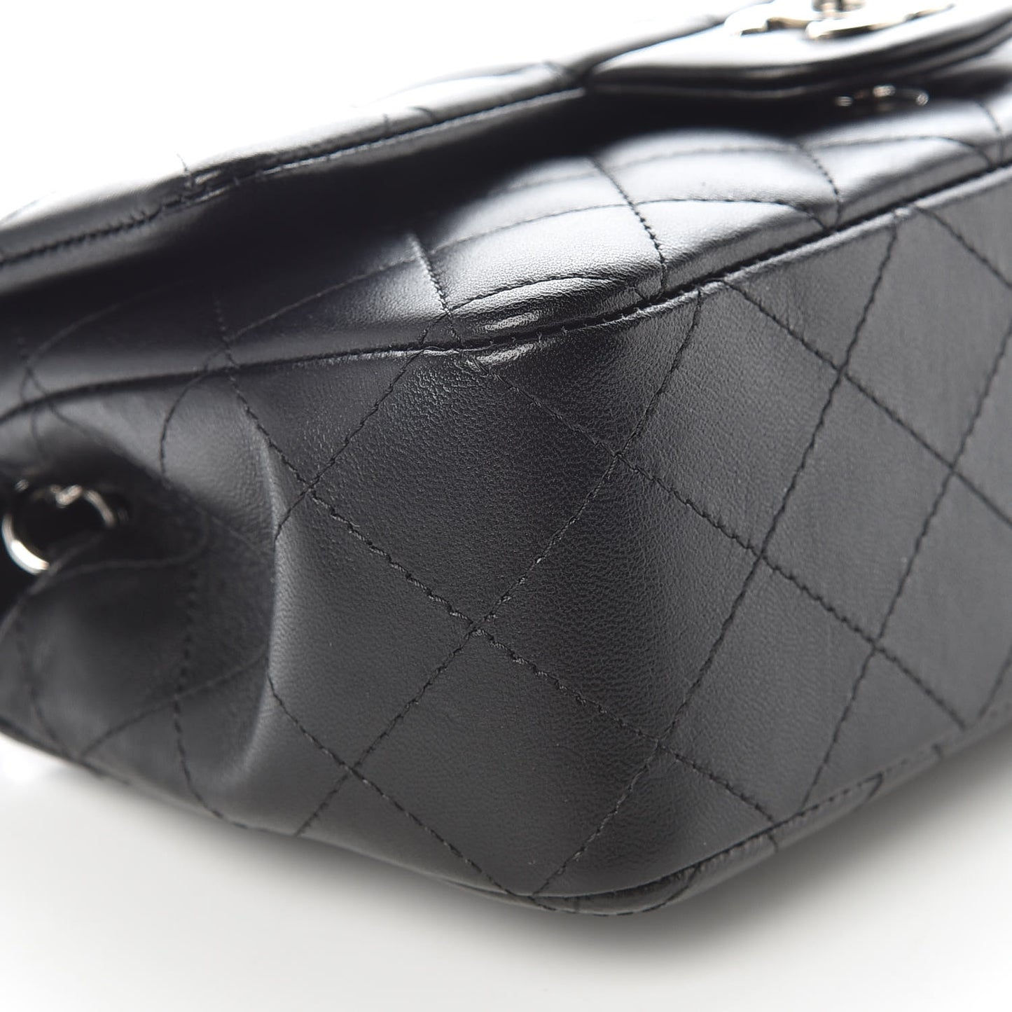 Lambskin Quilted Mini Rectangular Flap Black