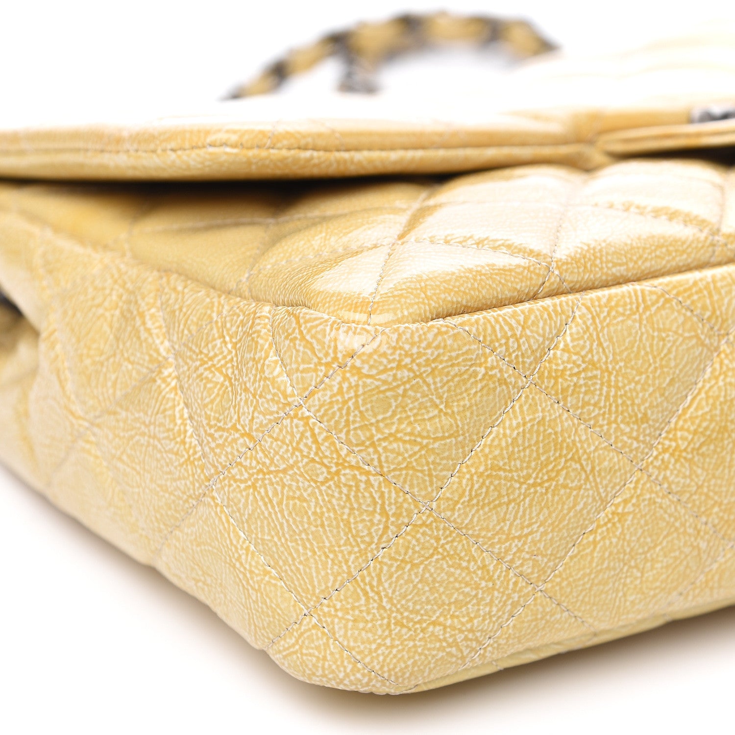 Chanel Crinkled Patent Quilted Jumbo Single Flap Light Beige 10 of 13