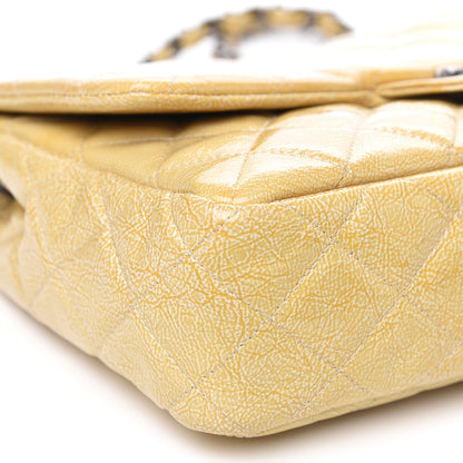 Chanel Crinkled Patent Quilted Jumbo Single Flap Light Beige 10 of 13