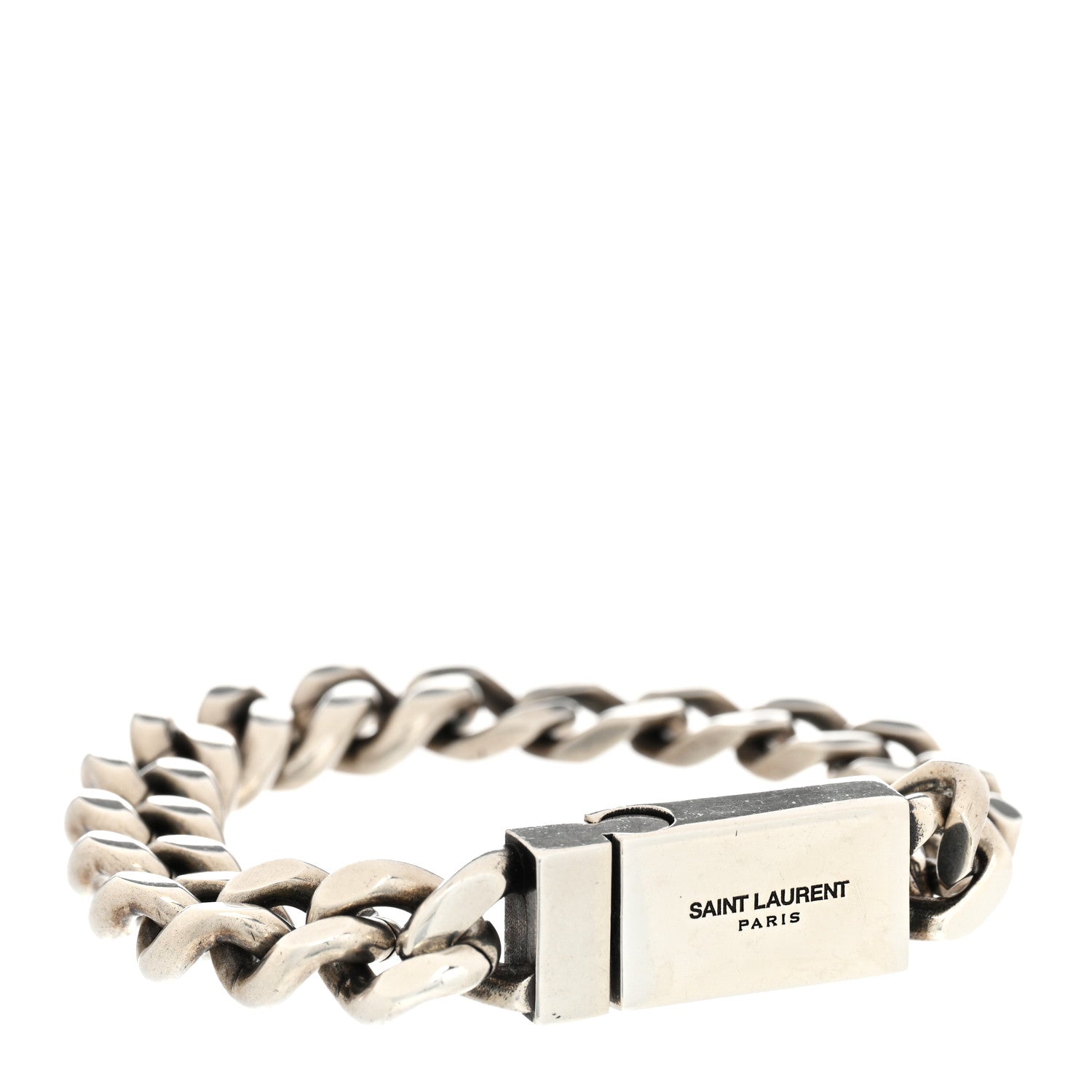 Saint Laurent Metal Curb Chain Bracelet Oxidized Silver 1 of 5
