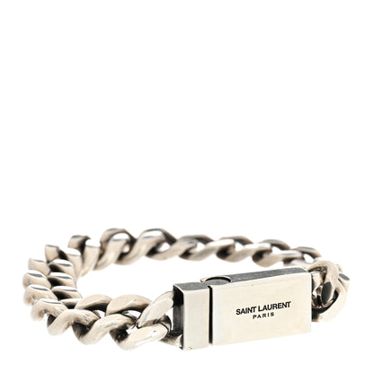 Saint Laurent Metal Curb Chain Bracelet Oxidized Silver 1 of 5