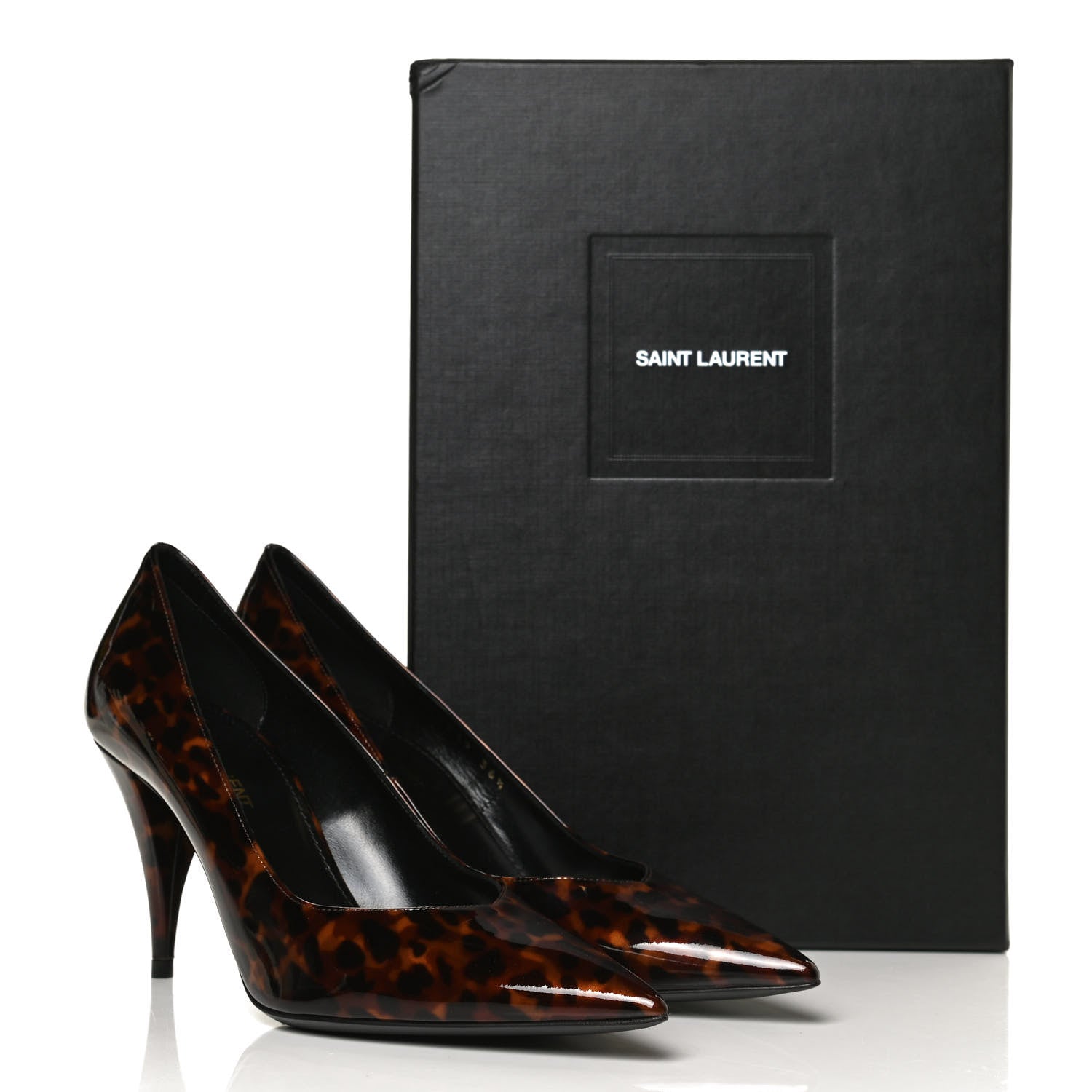 Saint Laurent Patent Tartaruga Kiki 85 Pump 36.5 Manto Naturale 9 of 9