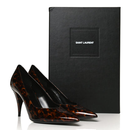 Saint Laurent Patent Tartaruga Kiki 85 Pump 36.5 Manto Naturale 9 of 9