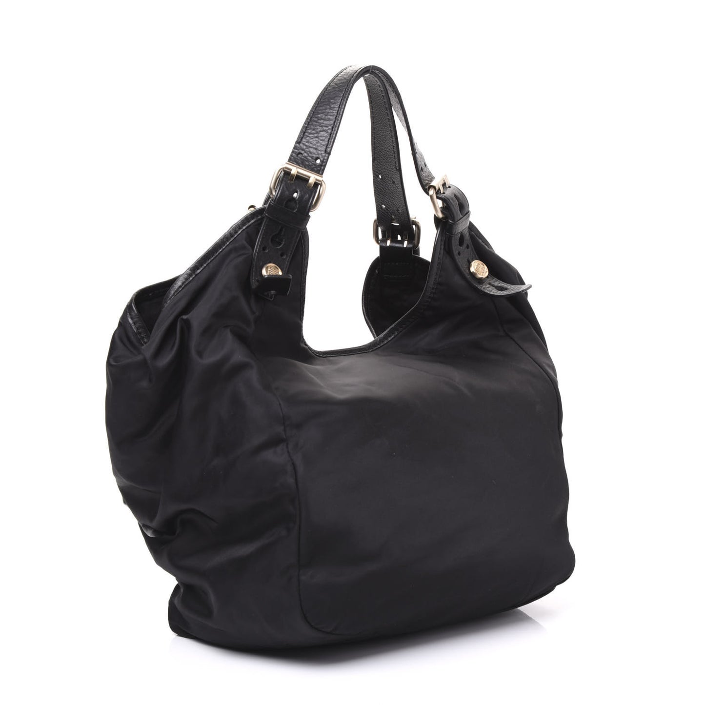 Nylon Studded Shoulder Bag Black