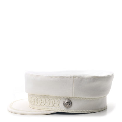 Hermes Double Linen Twill Cabourg Cap 56 White 4 of 8