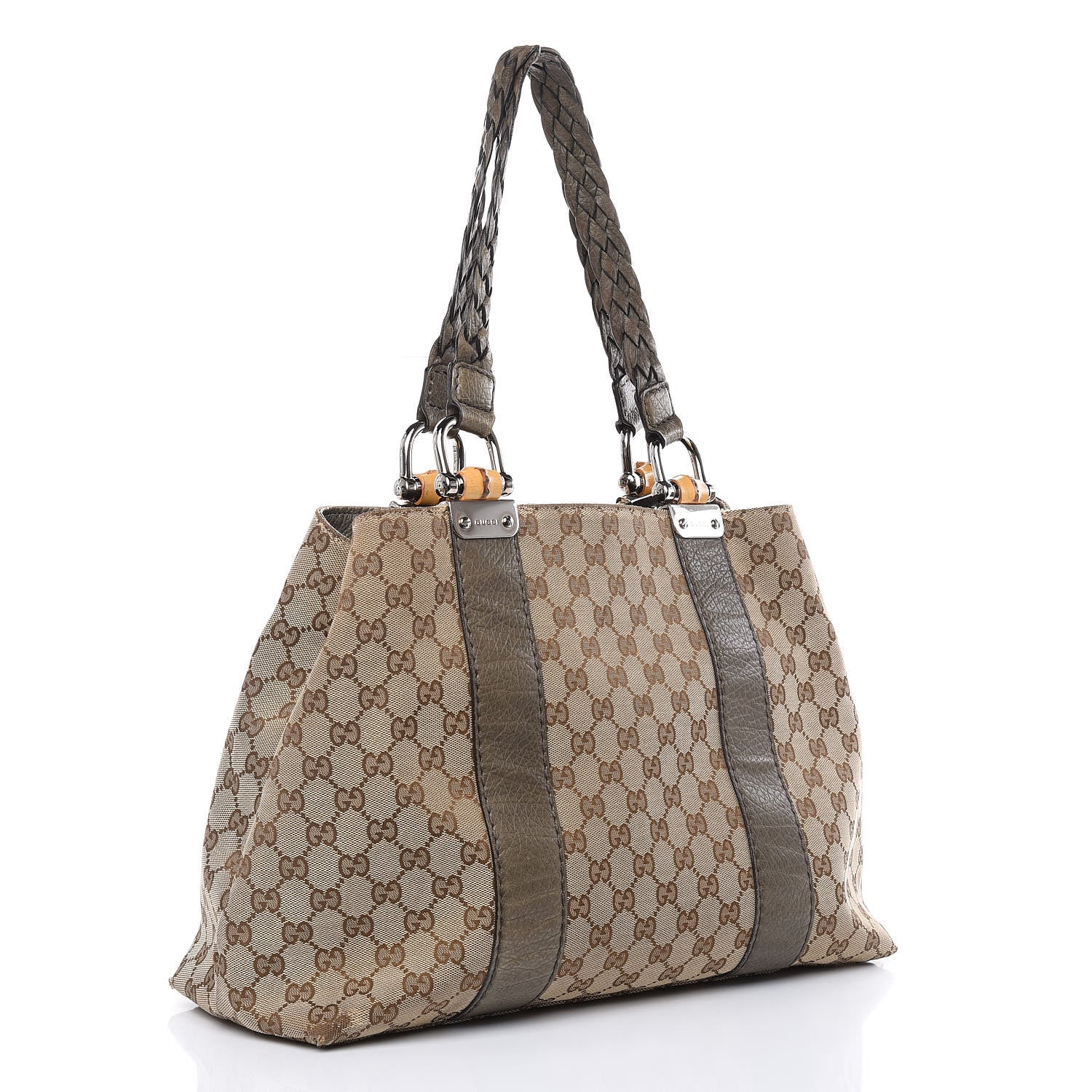 Gucci Monogram Medium Bamboo Bar Tote Olive 4 of 16