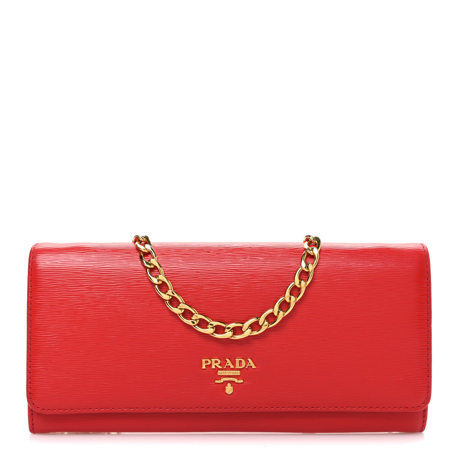 Prada Vitello Move Metal Oro Chain Wallet Lacca 1 of 11