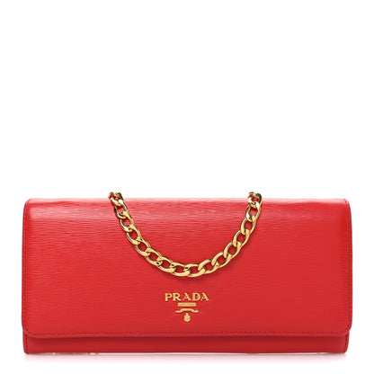 Prada Vitello Move Metal Oro Chain Wallet Lacca 1 of 11