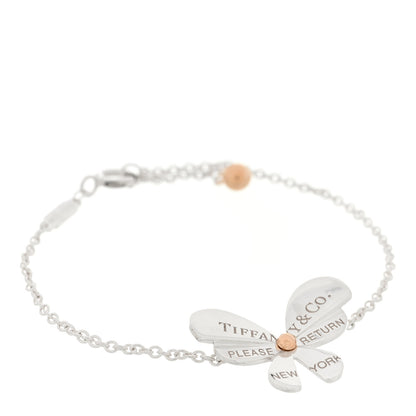 Tiffany Sterling Silver 18K Rose Gold Return to Tiffany Love Bugs Butterfly Chain Bracelet 1 of 3
