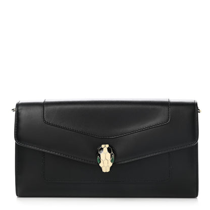 Bulgari Calfskin Serpenti Forever Chain Wallet Black 1 of 8