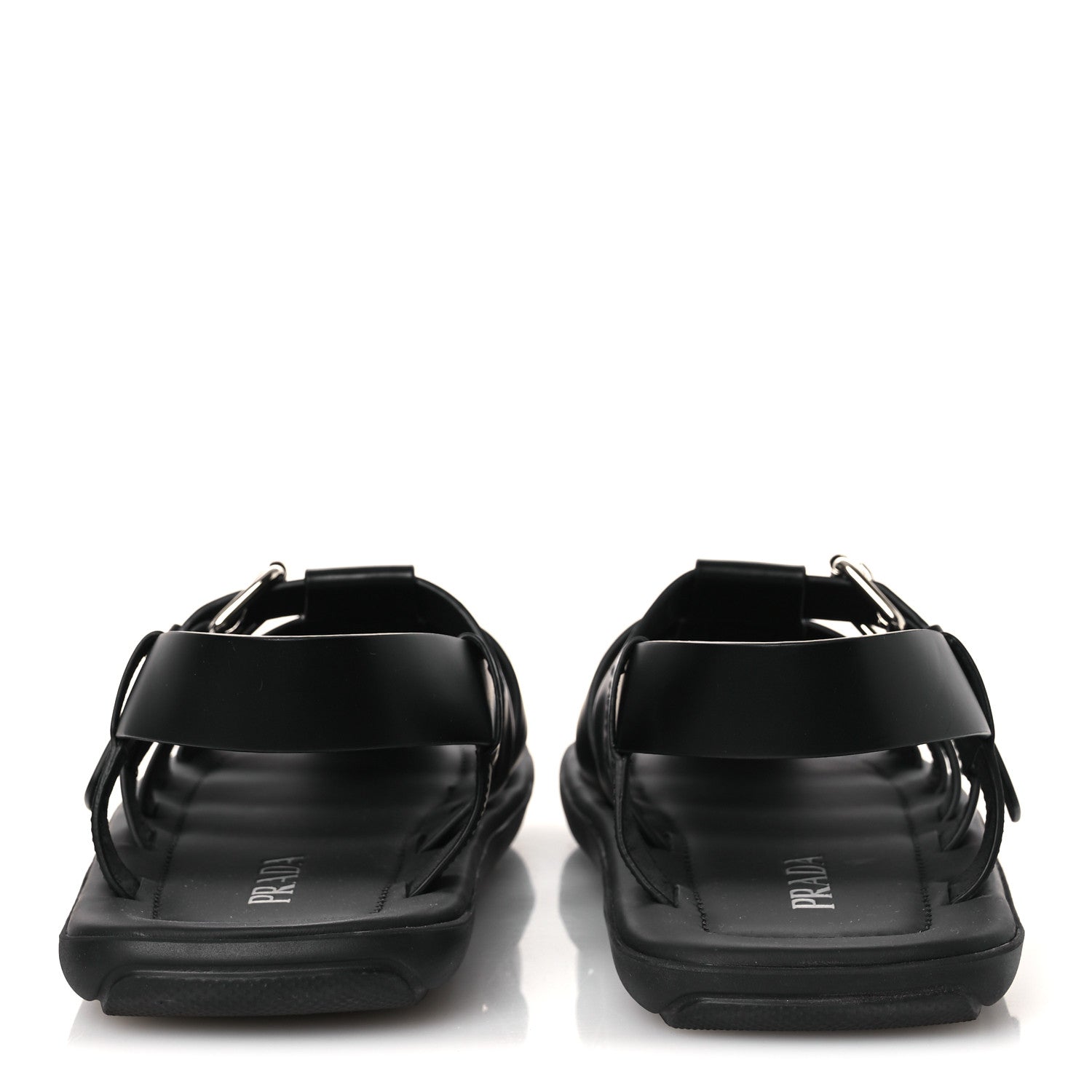 Prada Spazzolato Rois Mens Fisherman Cage Sandals 9 Black 6 of 13