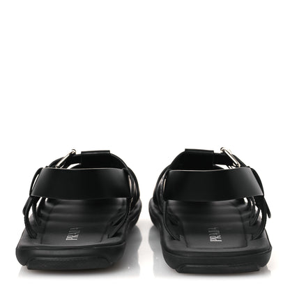Prada Spazzolato Rois Mens Fisherman Cage Sandals 9 Black 6 of 13