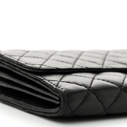 Chanel Lambskin Quilted East West Flap Clutch  Black 8 of 9
