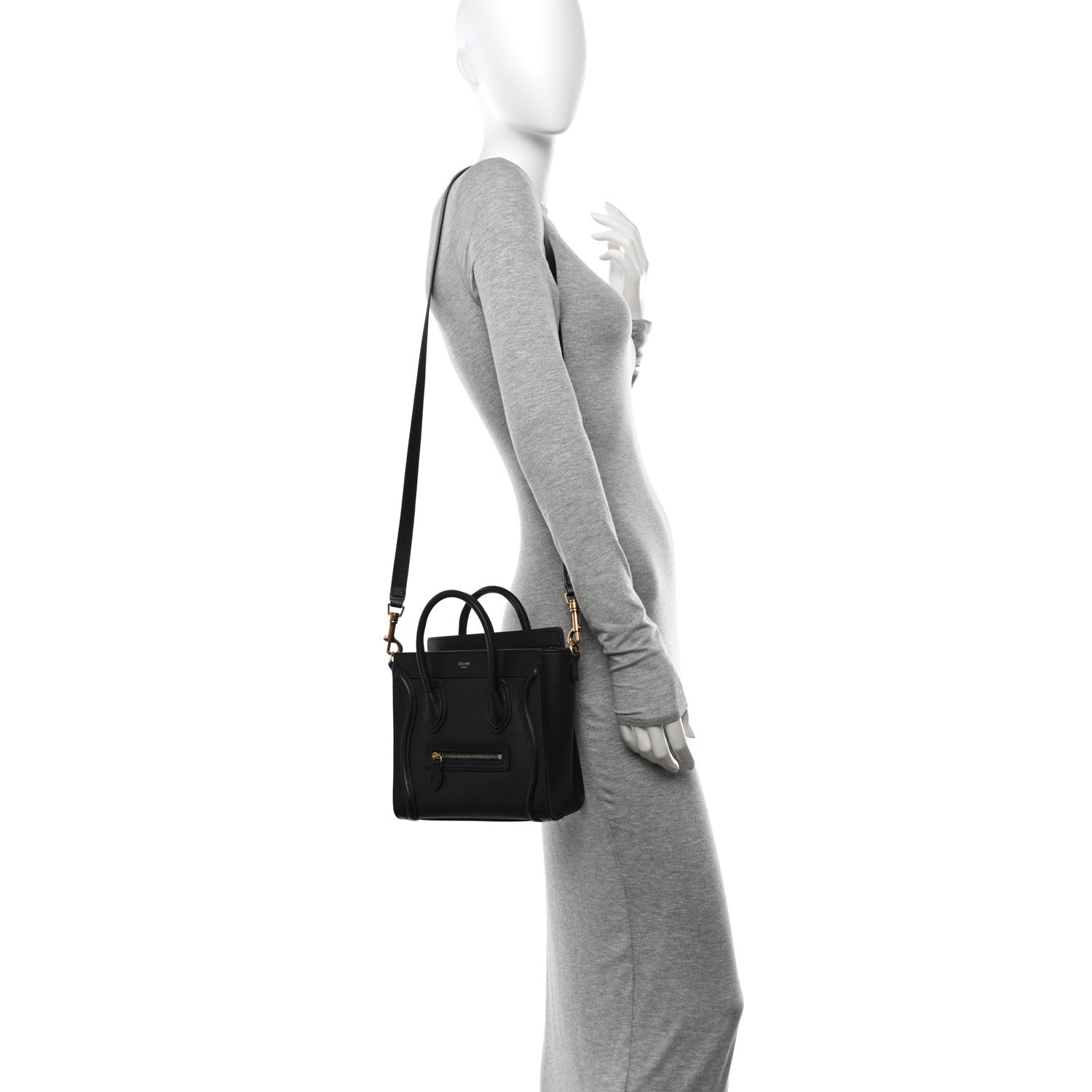 Celine Smooth Calfskin Nano Luggage Black 3 of 10