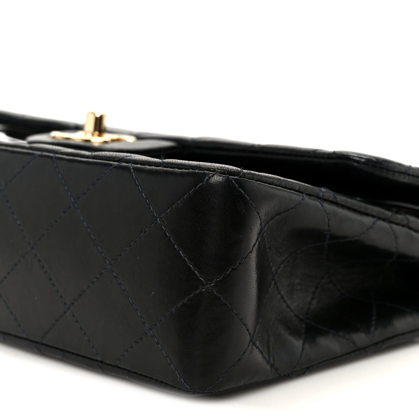 Lambskin Quilted Small Double Flap Black