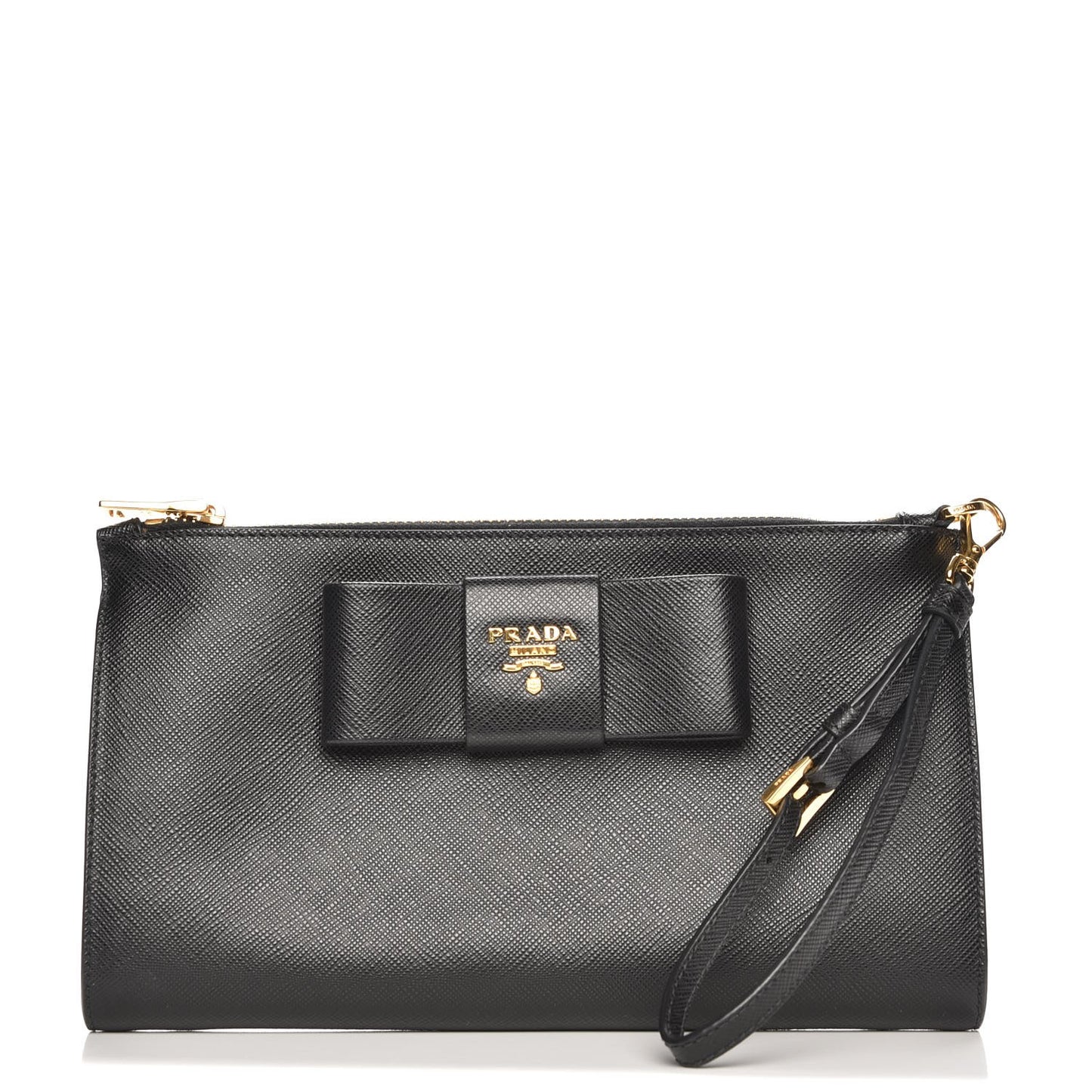 Saffiano Bow Wristlet Nero Black