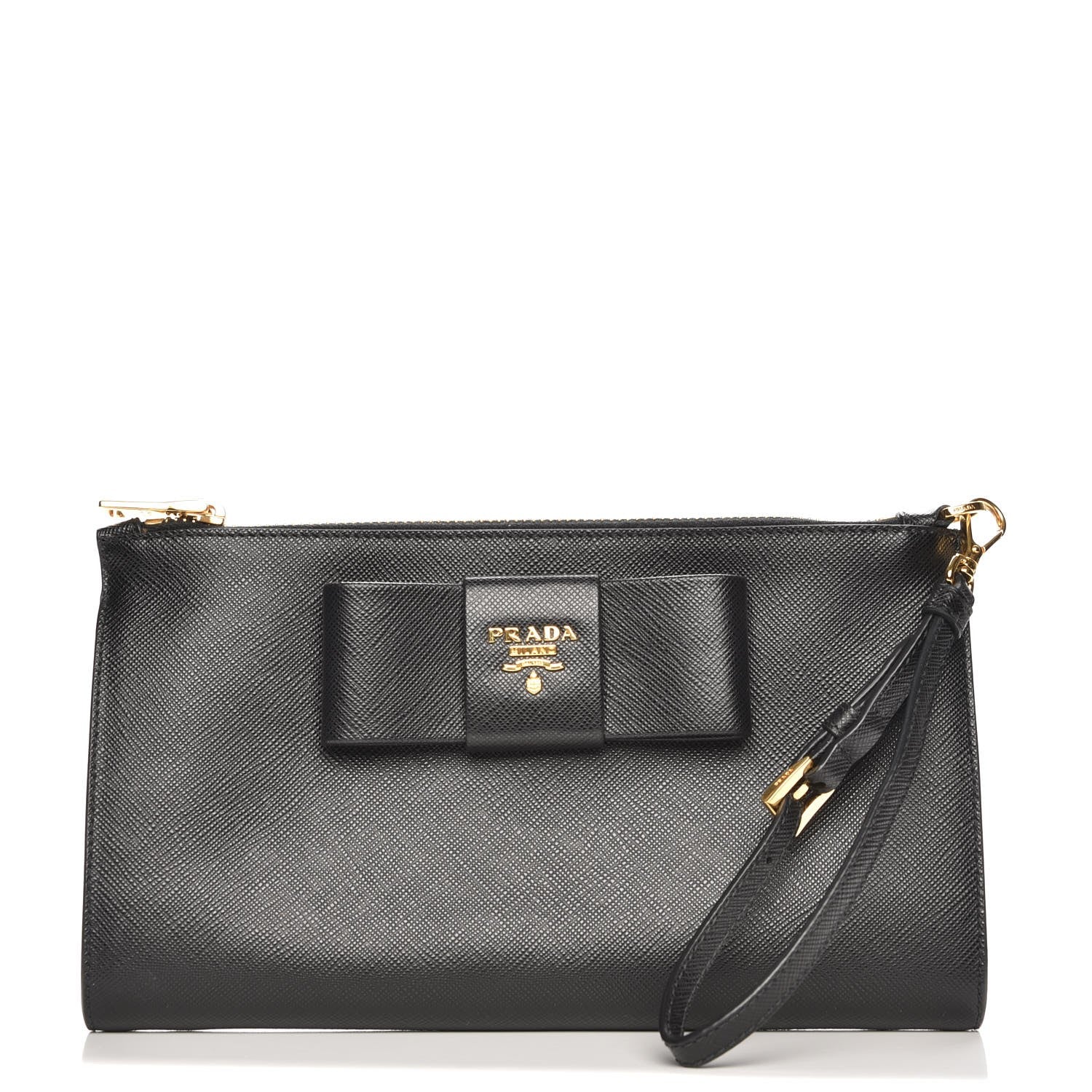 Prada Saffiano Bow Wristlet Nero Black 1 of 9