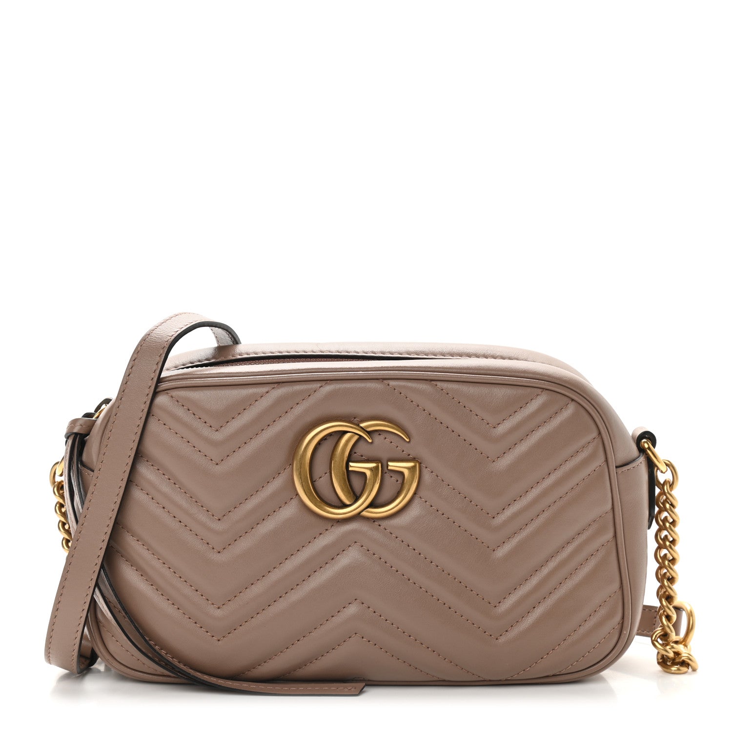 Gucci Calfskin Matelasse Small GG Marmont Chain Shoulder Bag Porcelain Rose 1 of 9
