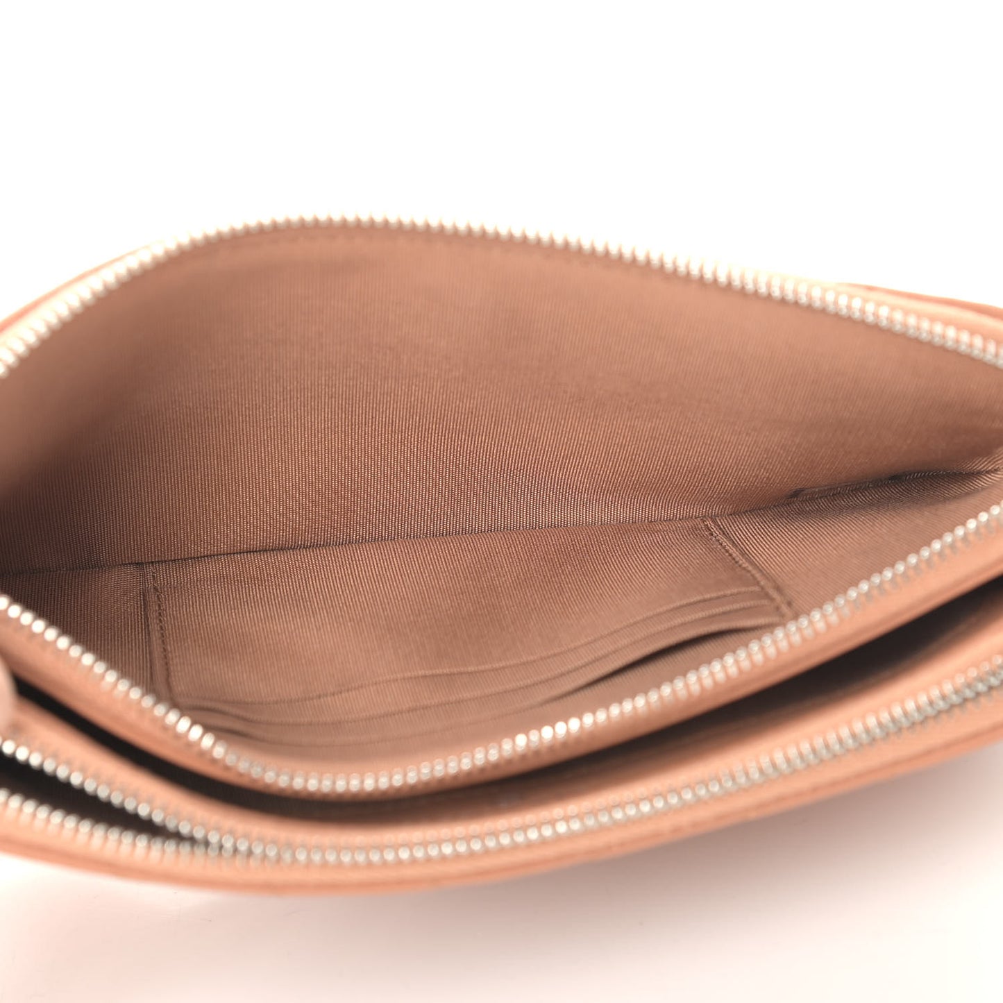 Lambskin Chevron Quilted Studded Small Clutch With Chain Beige
