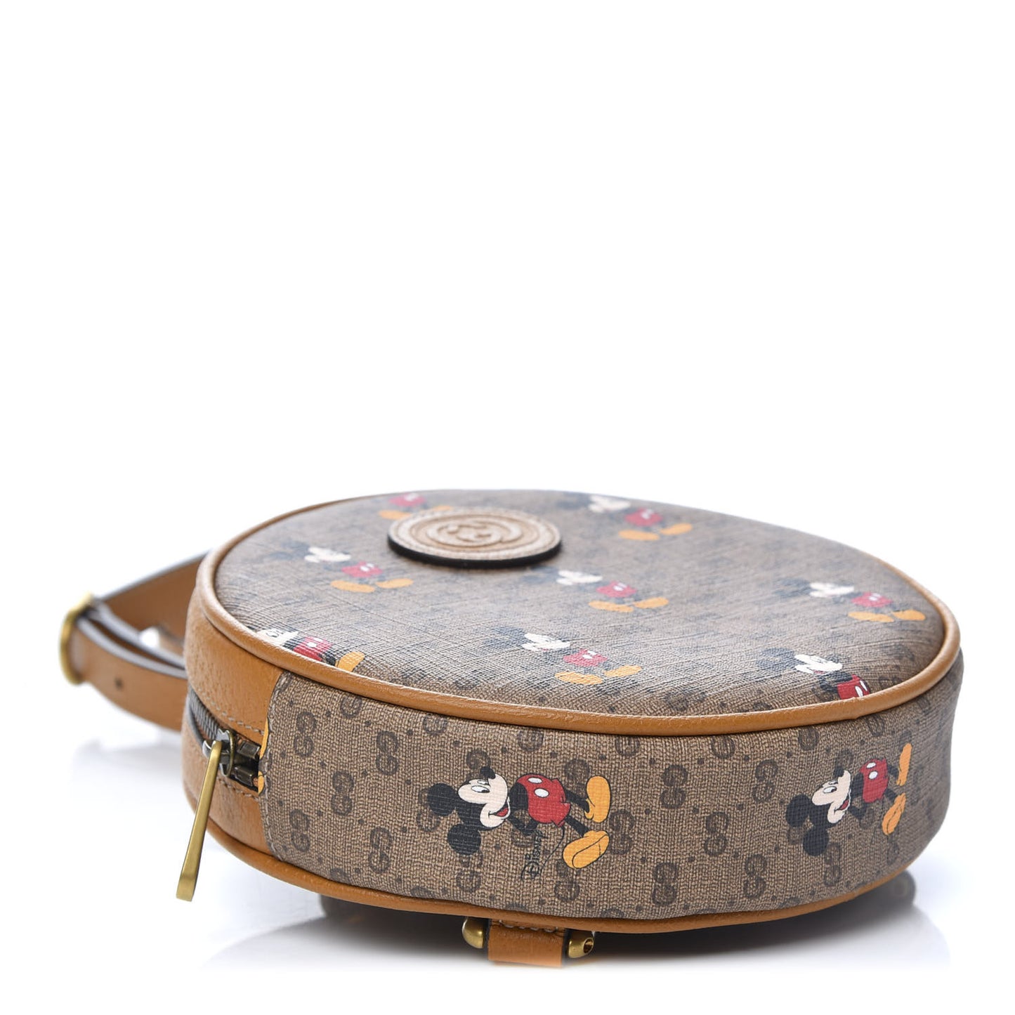 X DISNEY Mini Vintage GG Supreme Monogram Mickey Mouse Round Backpack Beige Vintage Sun Oil