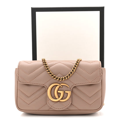 Gucci Calfskin Matelasse Super Mini GG Marmont Shoulder Bag Porcelain Rose 11 of 11