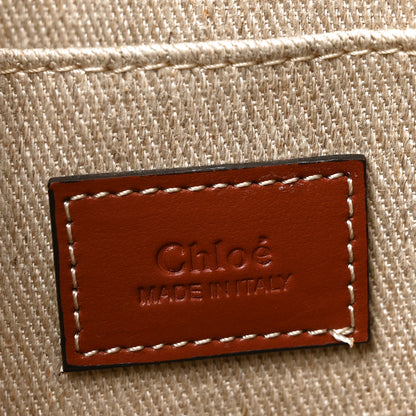 Chloe Linen Calfskin Medium Woody Ribbon Tote White Brown 5 of 10