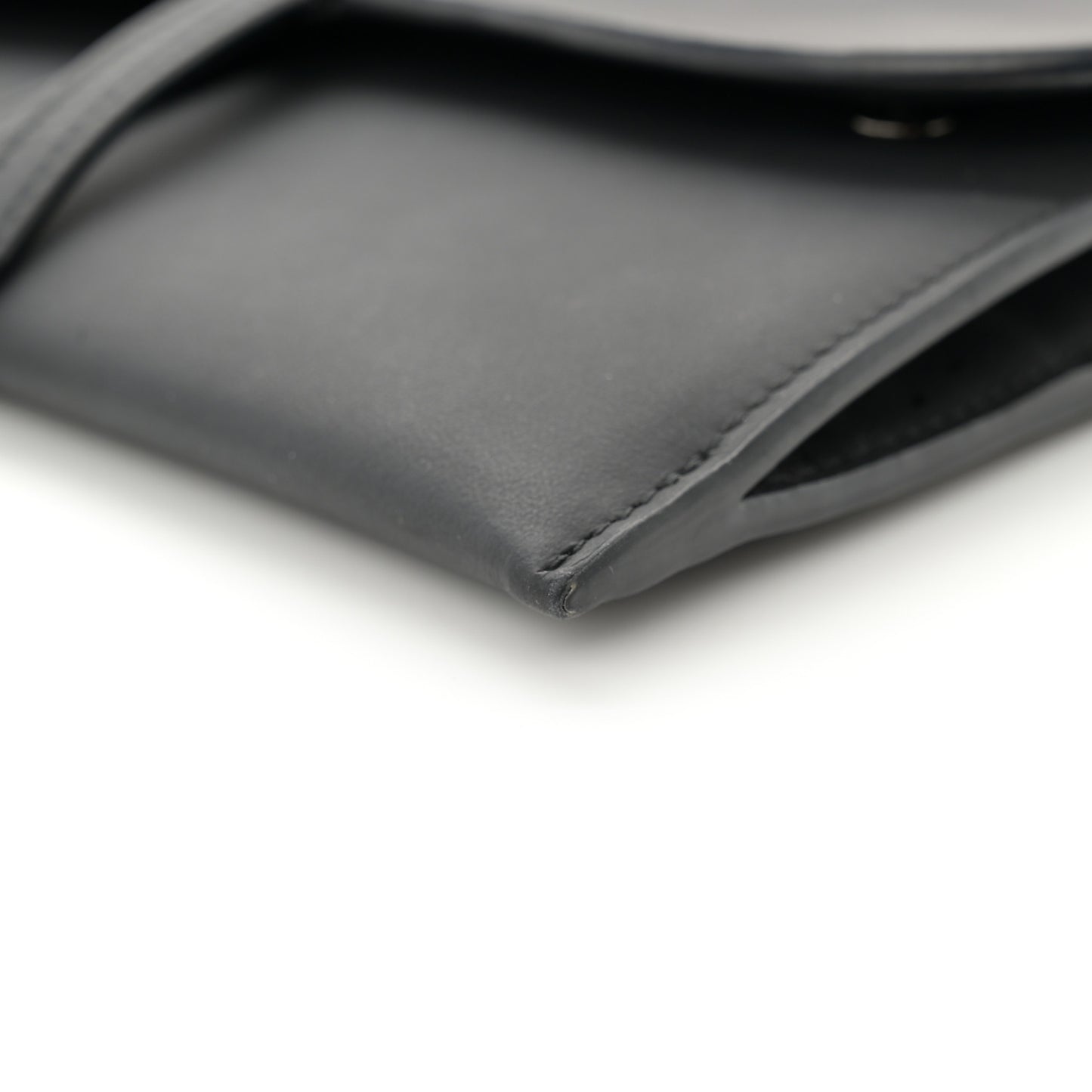 Ultra Matte Calfskin Saddle Chain Wallet Pouch Black