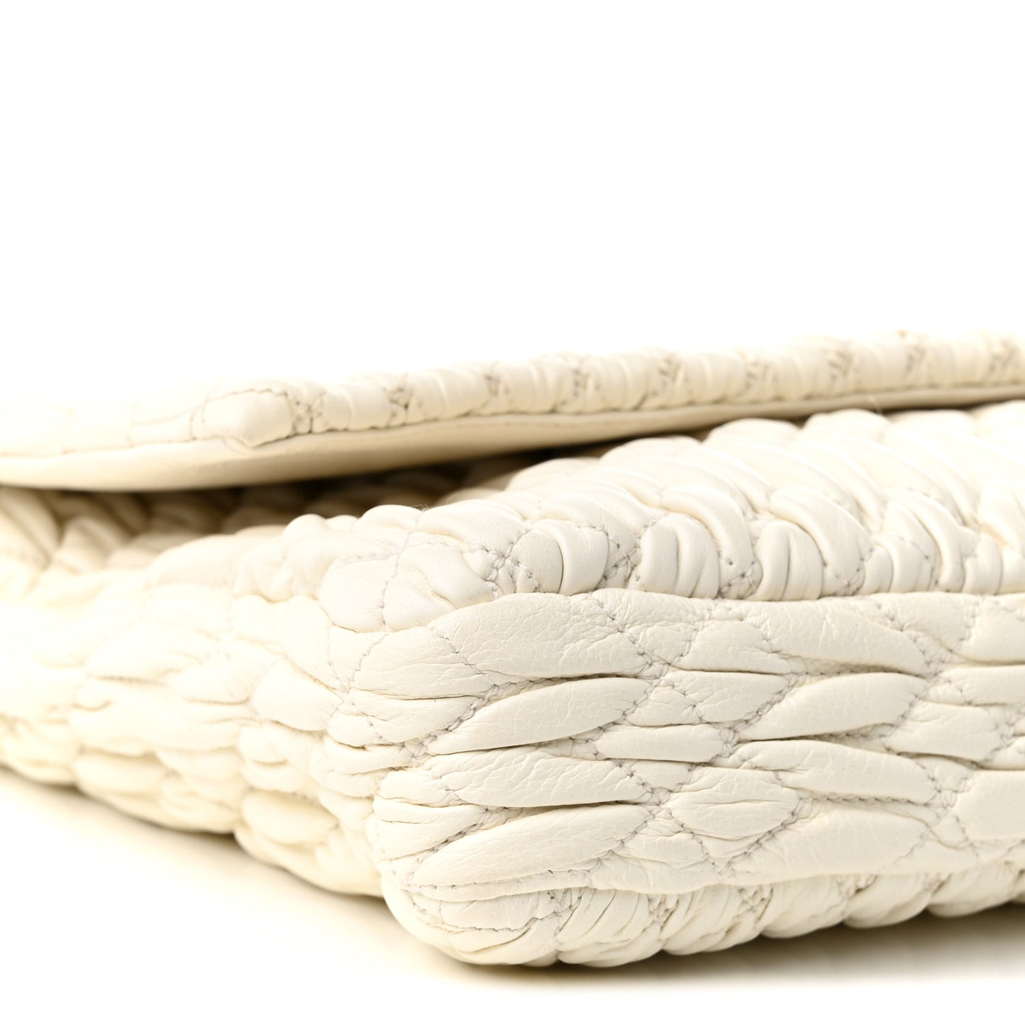 Nappa Matelasse Crystal Flap Clutch White