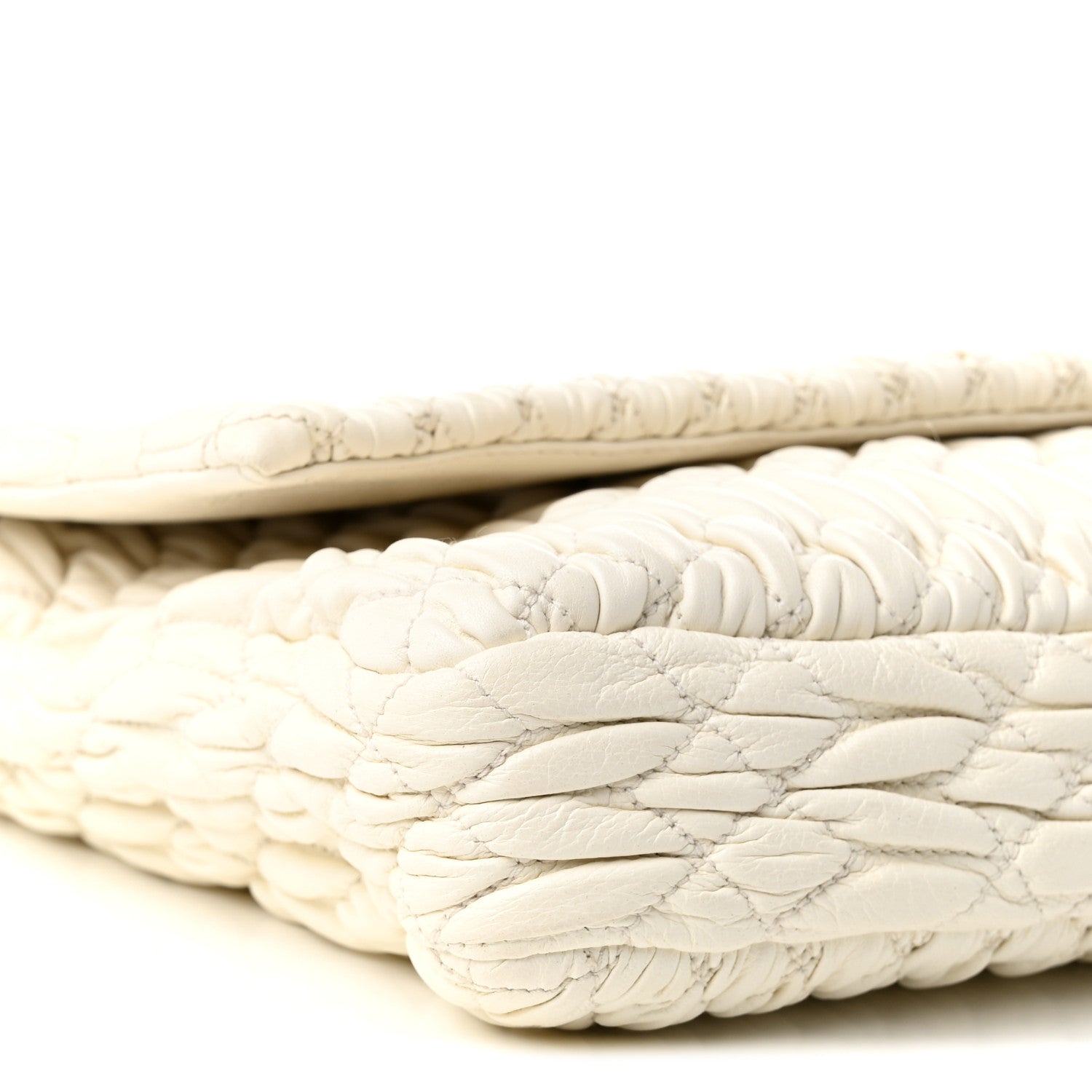 Miu Miu Nappa Matelasse Crystal Flap Clutch White 9 of 10