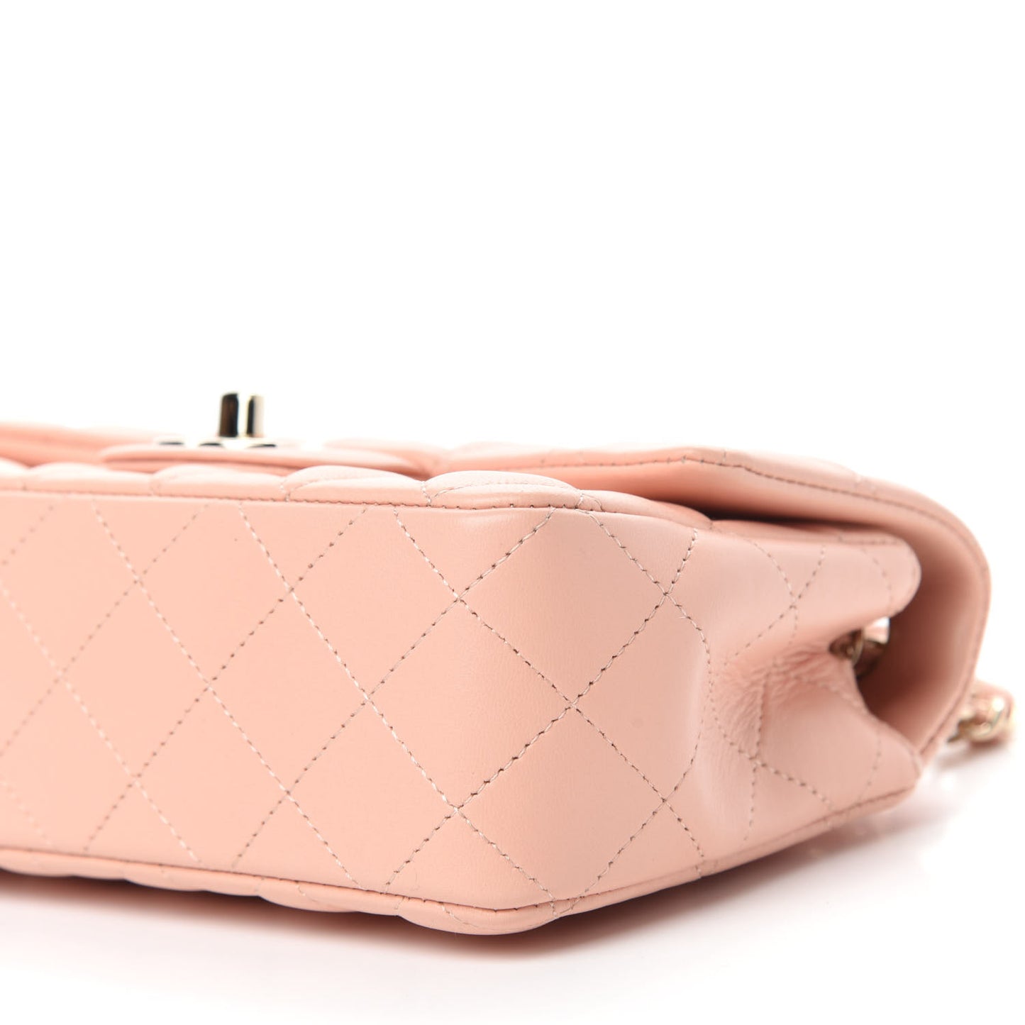 Lambskin Quilted Mini Rectangular Flap Light Pink