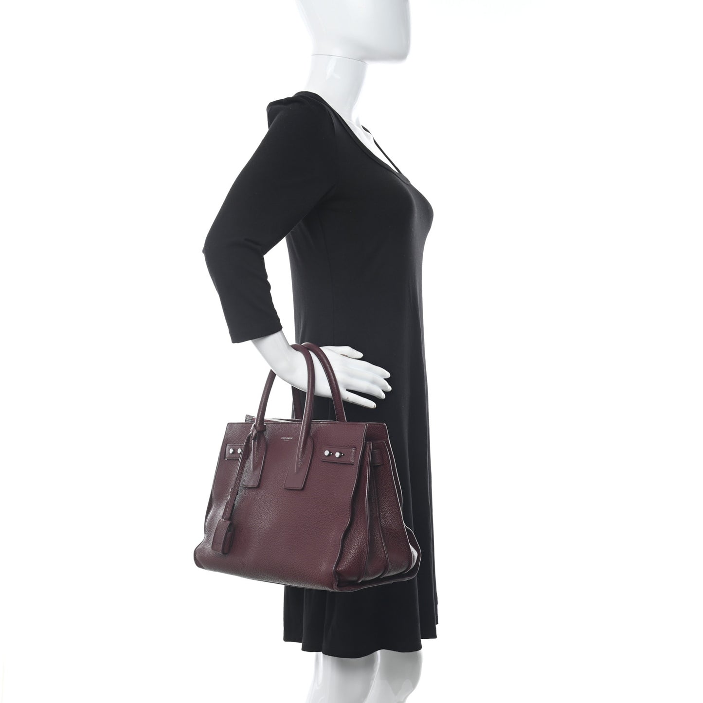 Grained Calfskin Small Supple Sac De Jour Dark Pallisandre