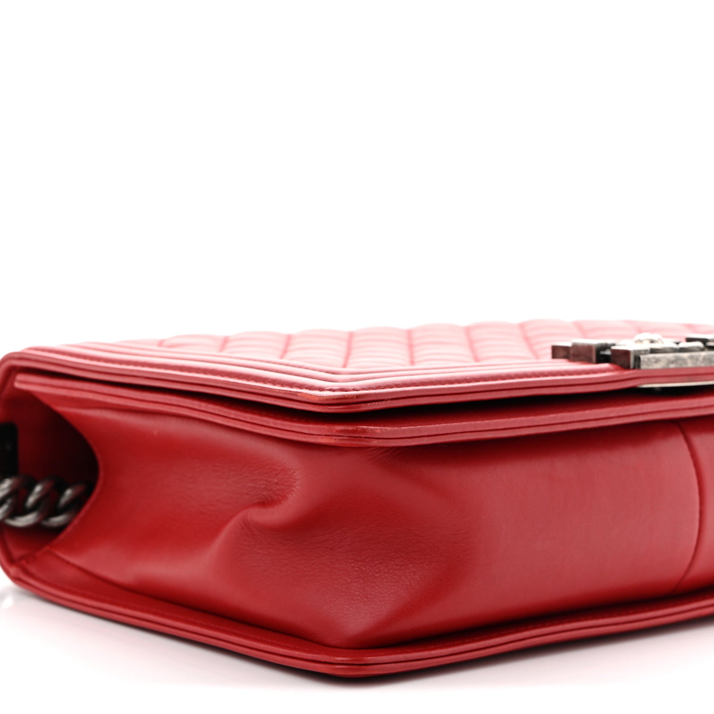 Lambskin Quilted New Medium Boy Flap Red
