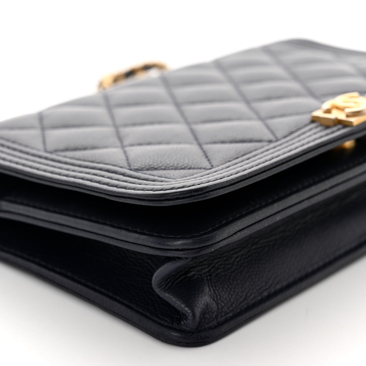 Caviar Quilted Boy Wallet On Chain WOC Navy