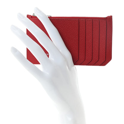 Saint Laurent Grained Calfskin 5 Fragments Zip Pouch Card Holder New Red 2 of 9
