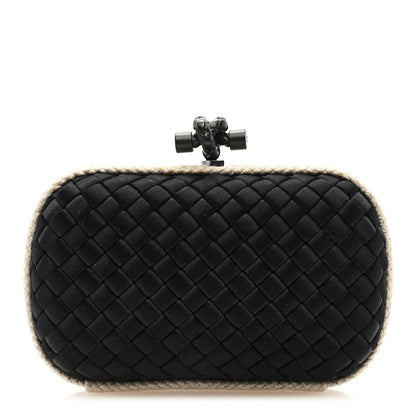 Bottega Veneta Intrecciato Silk Raffia Knot Clutch Black 1 of 6