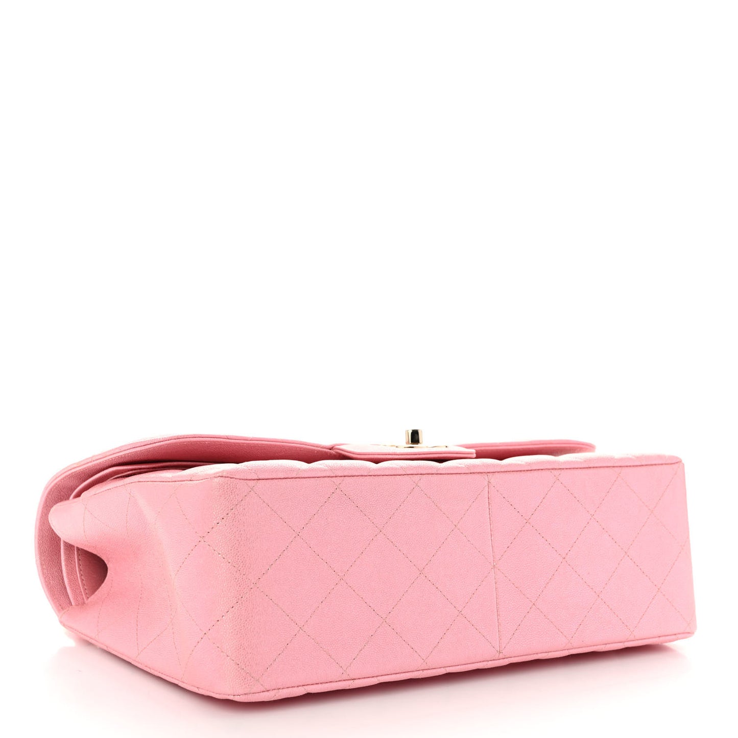 Iridescent Caviar Quilted Jumbo Double Flap Rose Pink