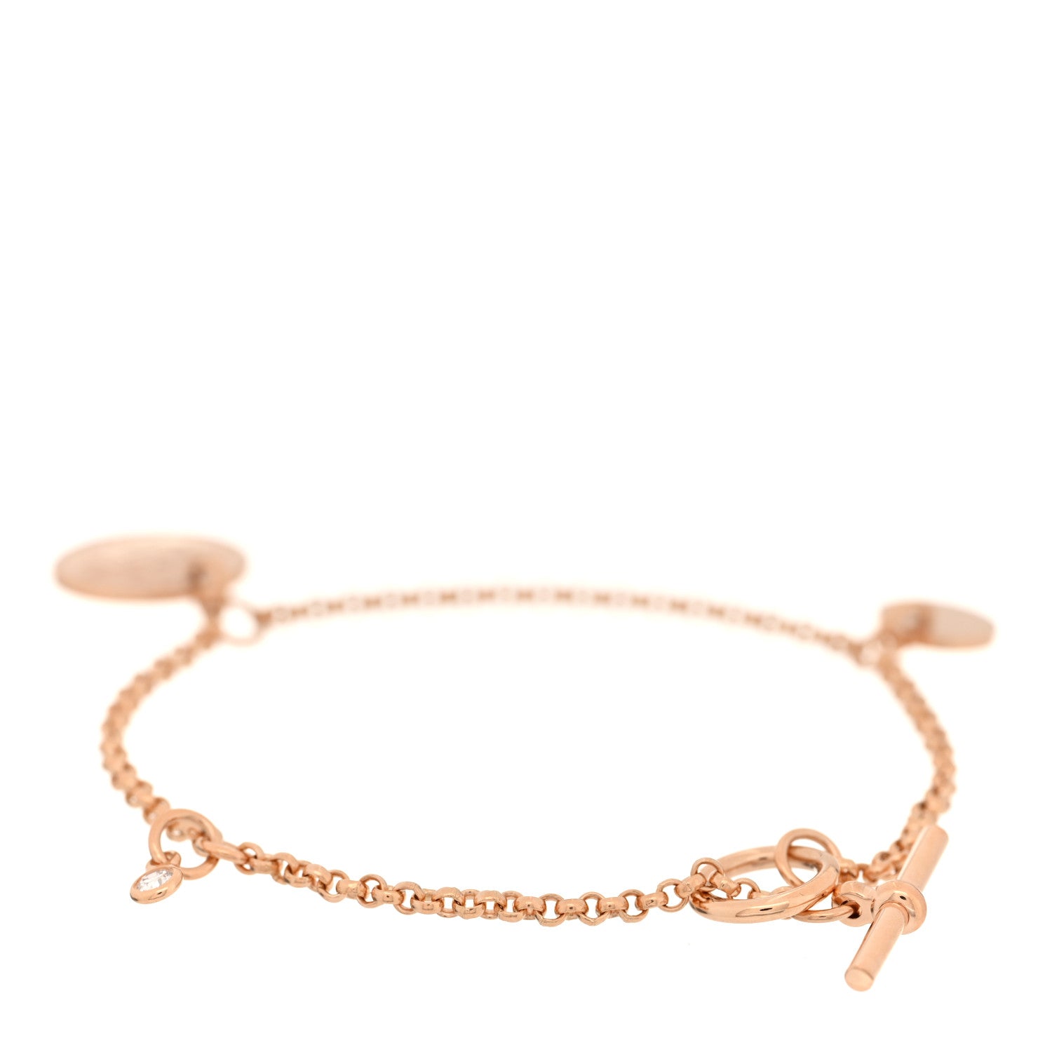 Hermes 18K Rose Gold Diamond PM Ex-Libris Bracelet SH 2 of 5