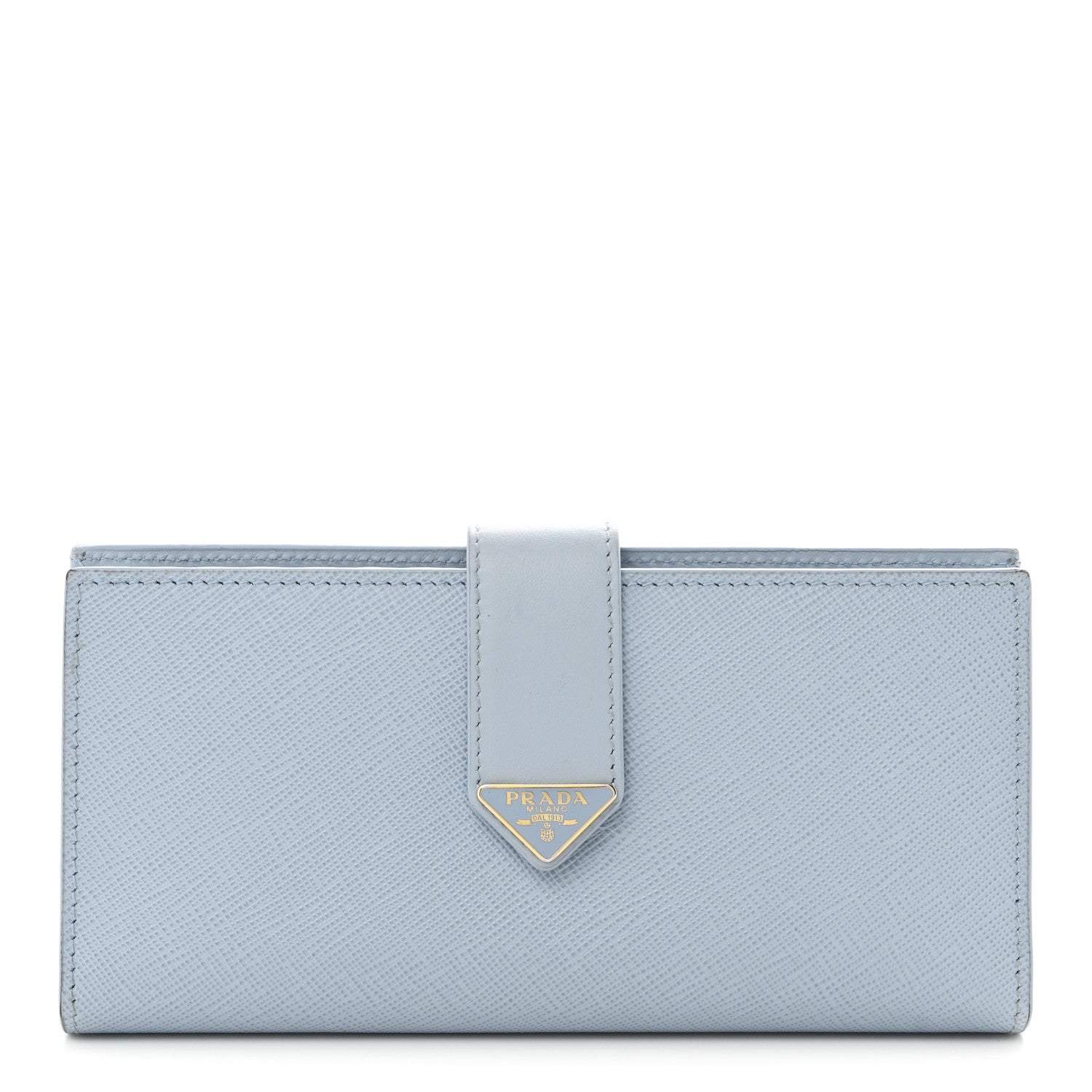 Prada Saffiano Smooth Calfskin Large Tab Wallet Light Blue 1 of 8