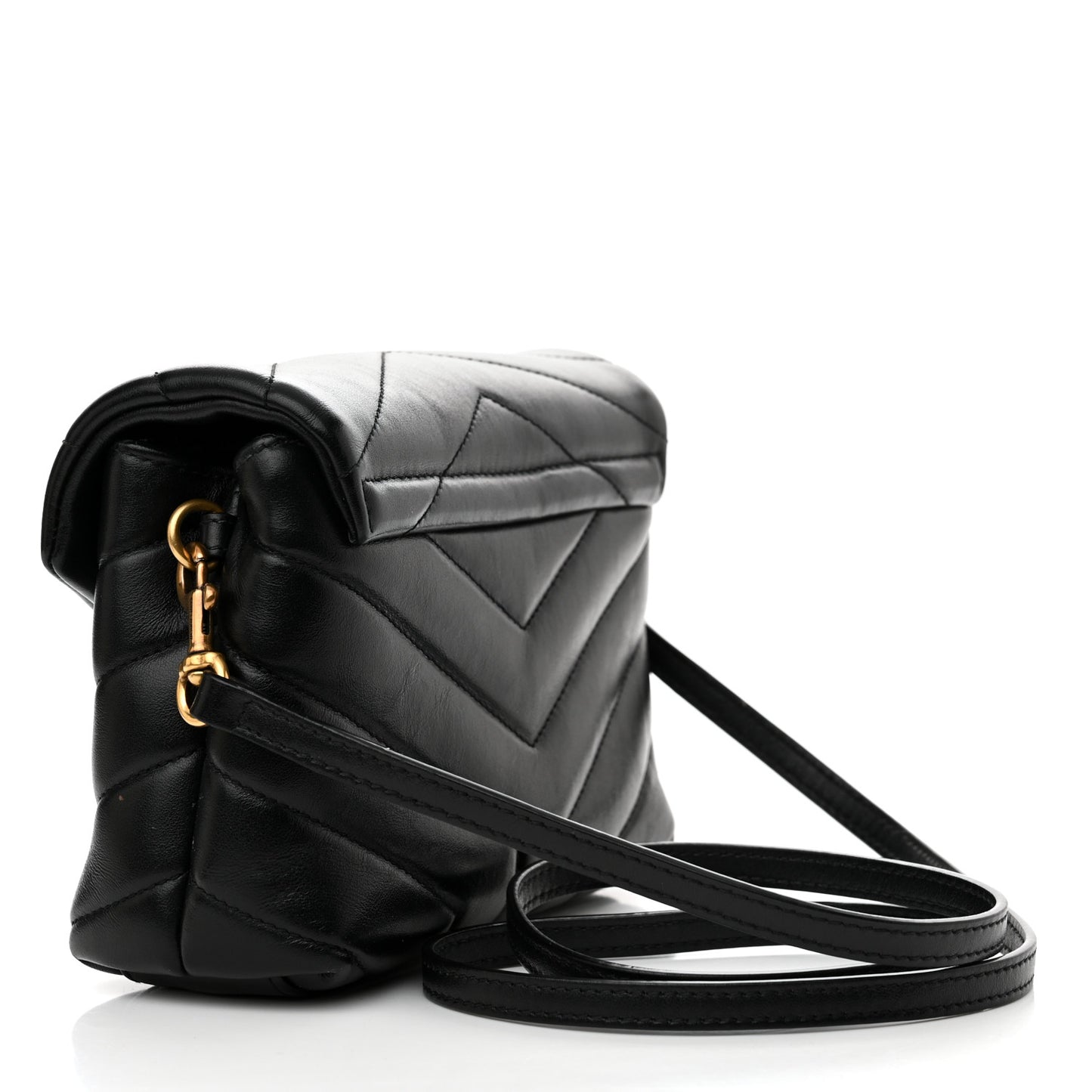 Calfskin Y Quilted Monogram Toy Loulou Crossbody Bag Black