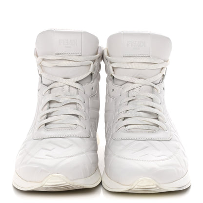 Fendi Nappa Macro FF Embossed Womens High Top Sneakers 40 White Ice 2 of 15