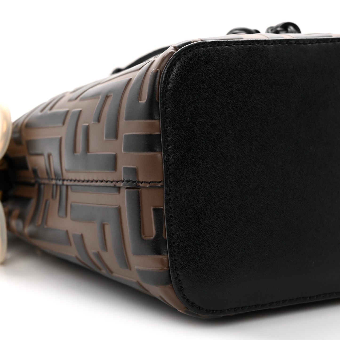 Vitello Liberty F is Fendi Bi-Color FF 1974 Embossed Mini Mon Tresor Bucket Bag Maya Black