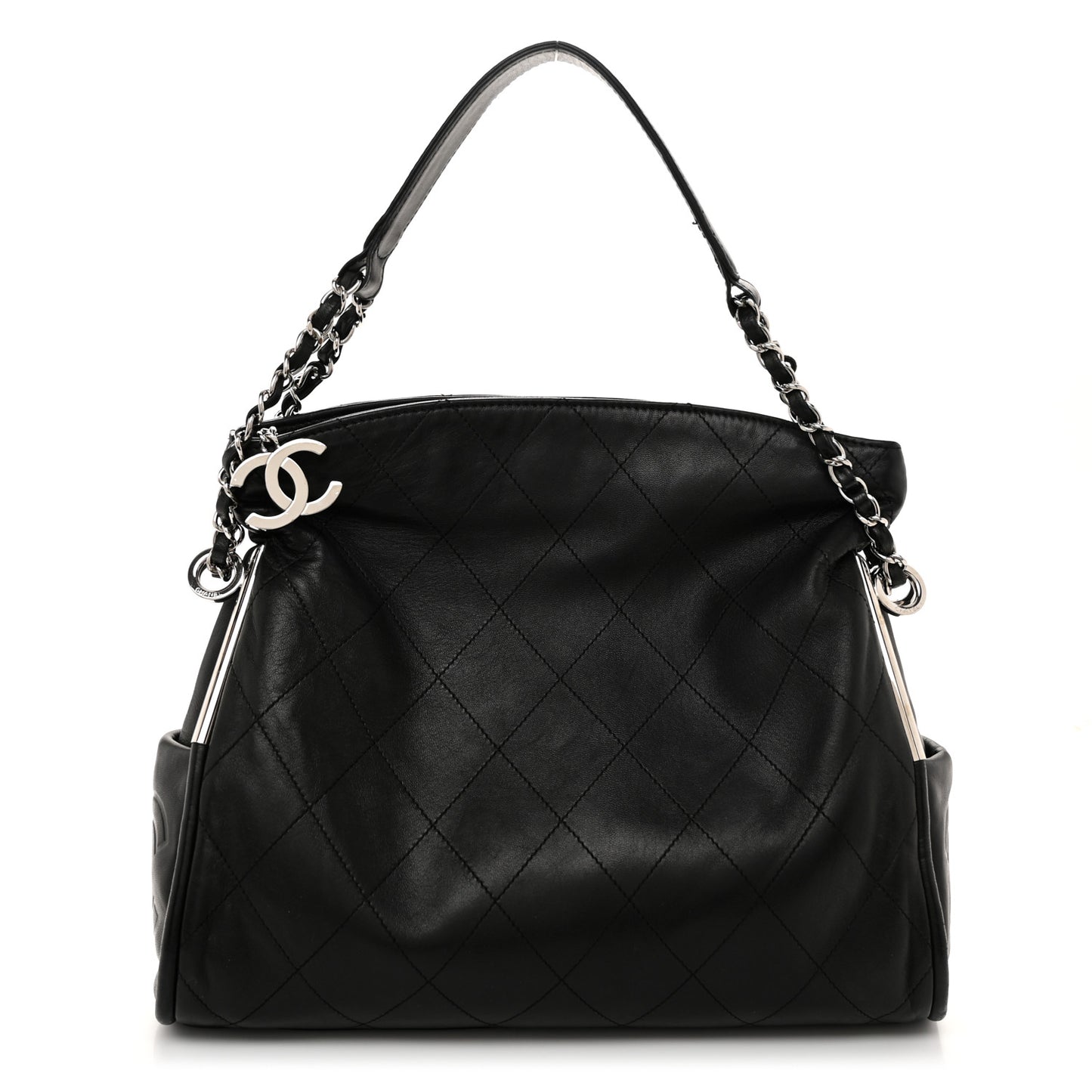 Lambskin Stitched Medium Ultimate Soft Tote Black