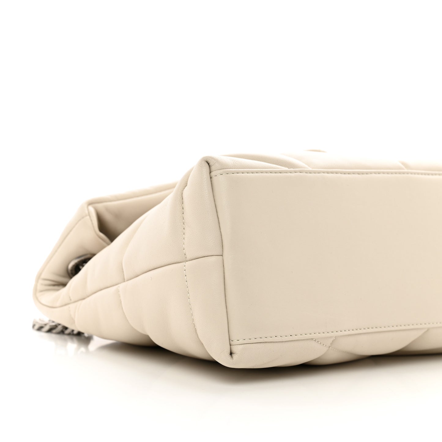 Lambskin Quilted Small Loulou Puffer Monogram Chain Satchel Crema Soft