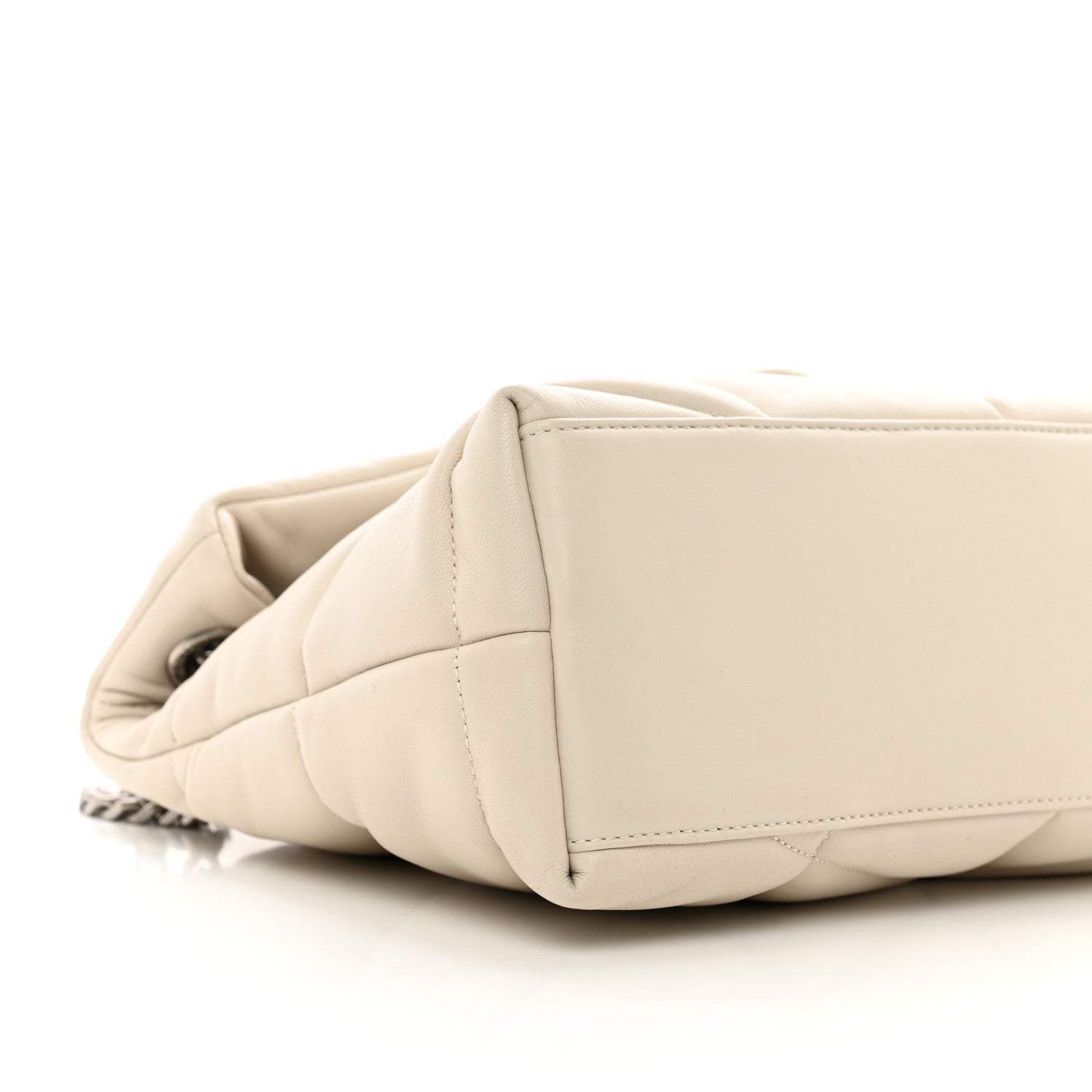 Saint Laurent Lambskin Quilted Small Loulou Puffer Monogram Chain Satchel Crema Soft 9 of 10