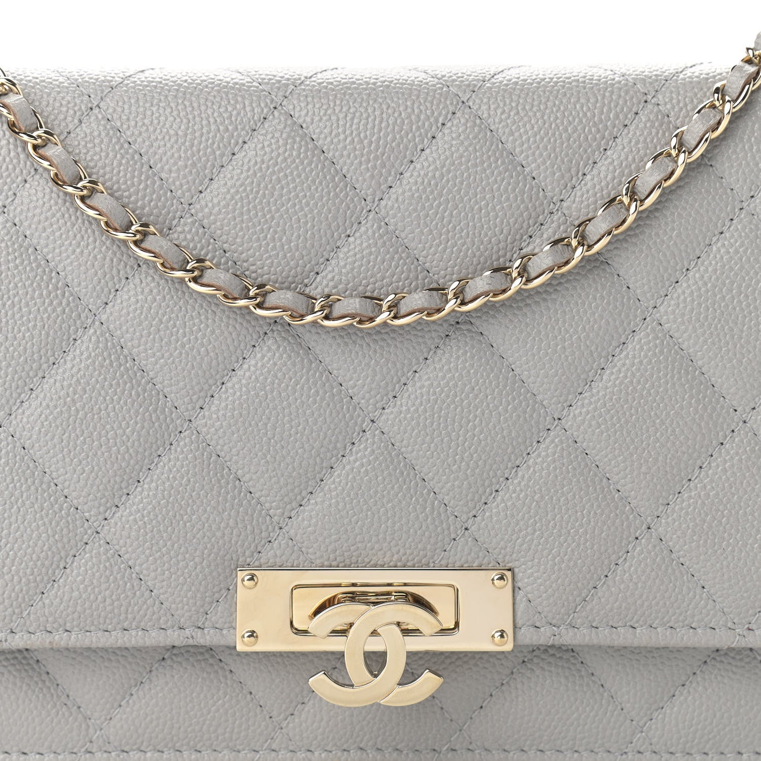 Chanel Caviar Quilted Golden Class Wallet On Chain WOC Gray 8 of 12