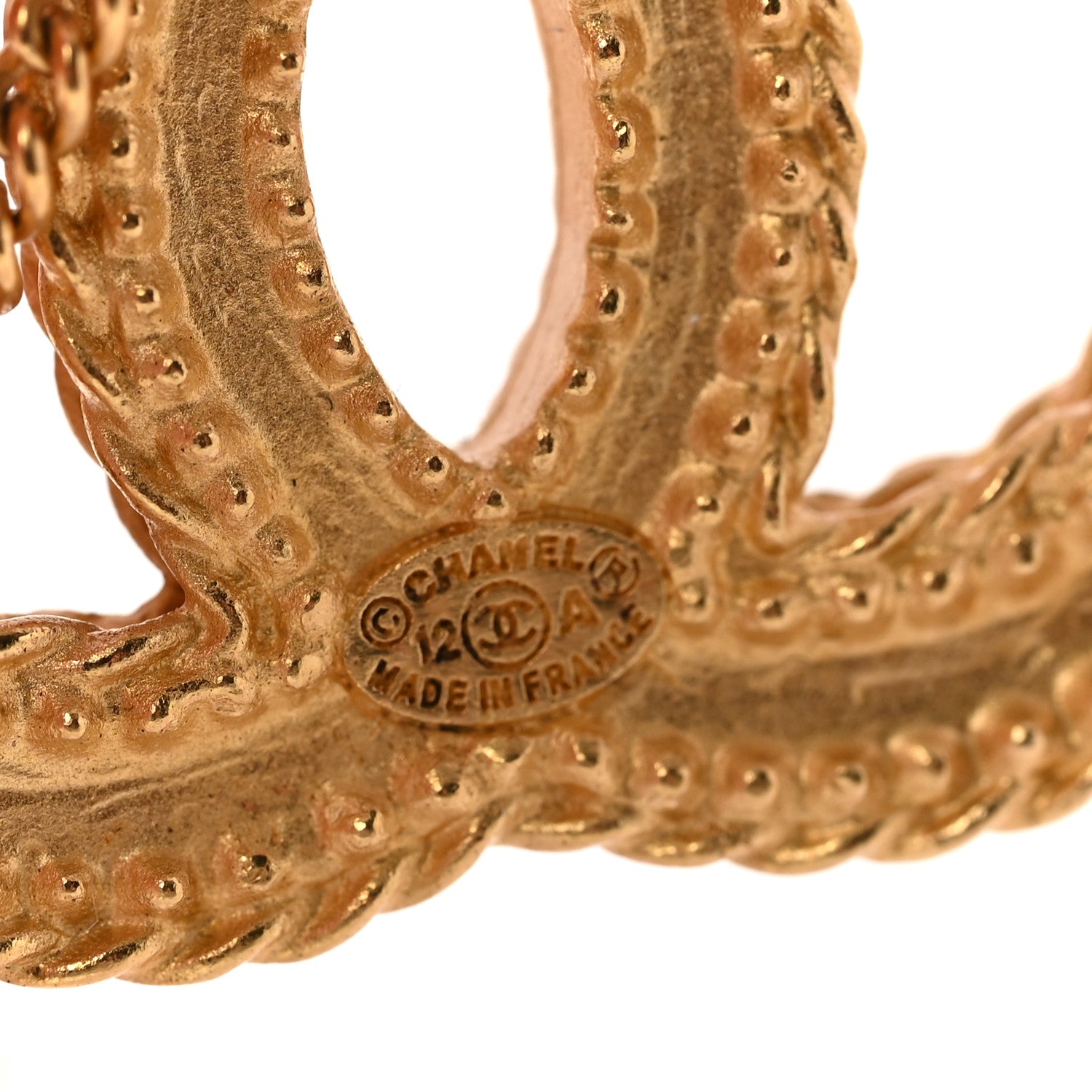 Chanel CC Drop Earrings Matte Gold 4 of 5