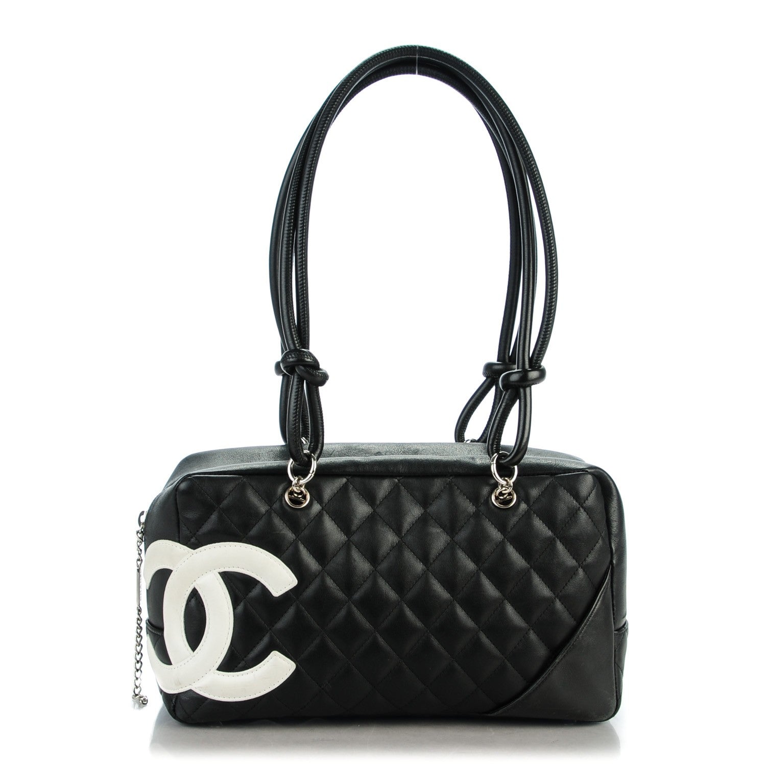 Chanel Calfskin Quilted Large Cambon Bowler Black White 1 of 8