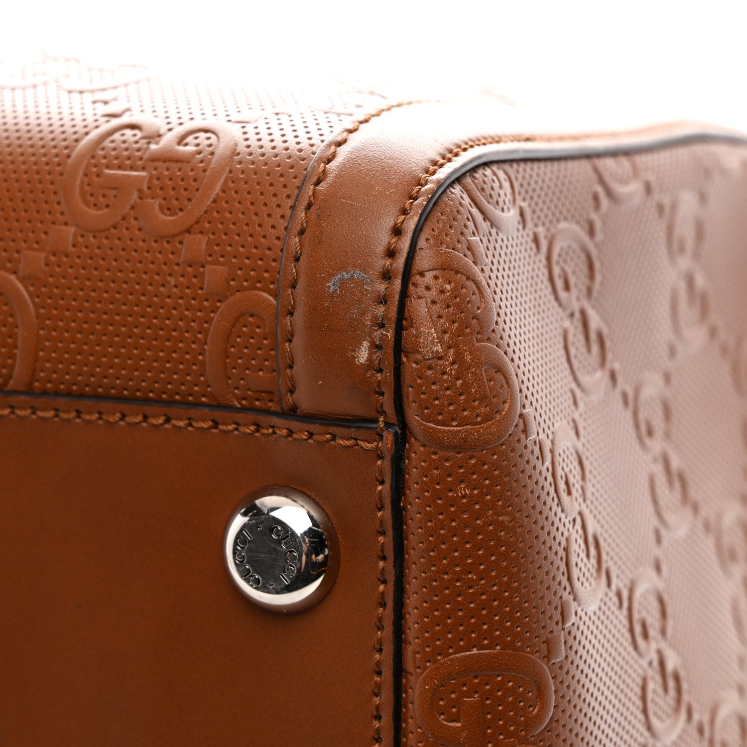 Gucci Calfskin GG Tennis Embossed Large Duffle Bag Brown 10 of 12