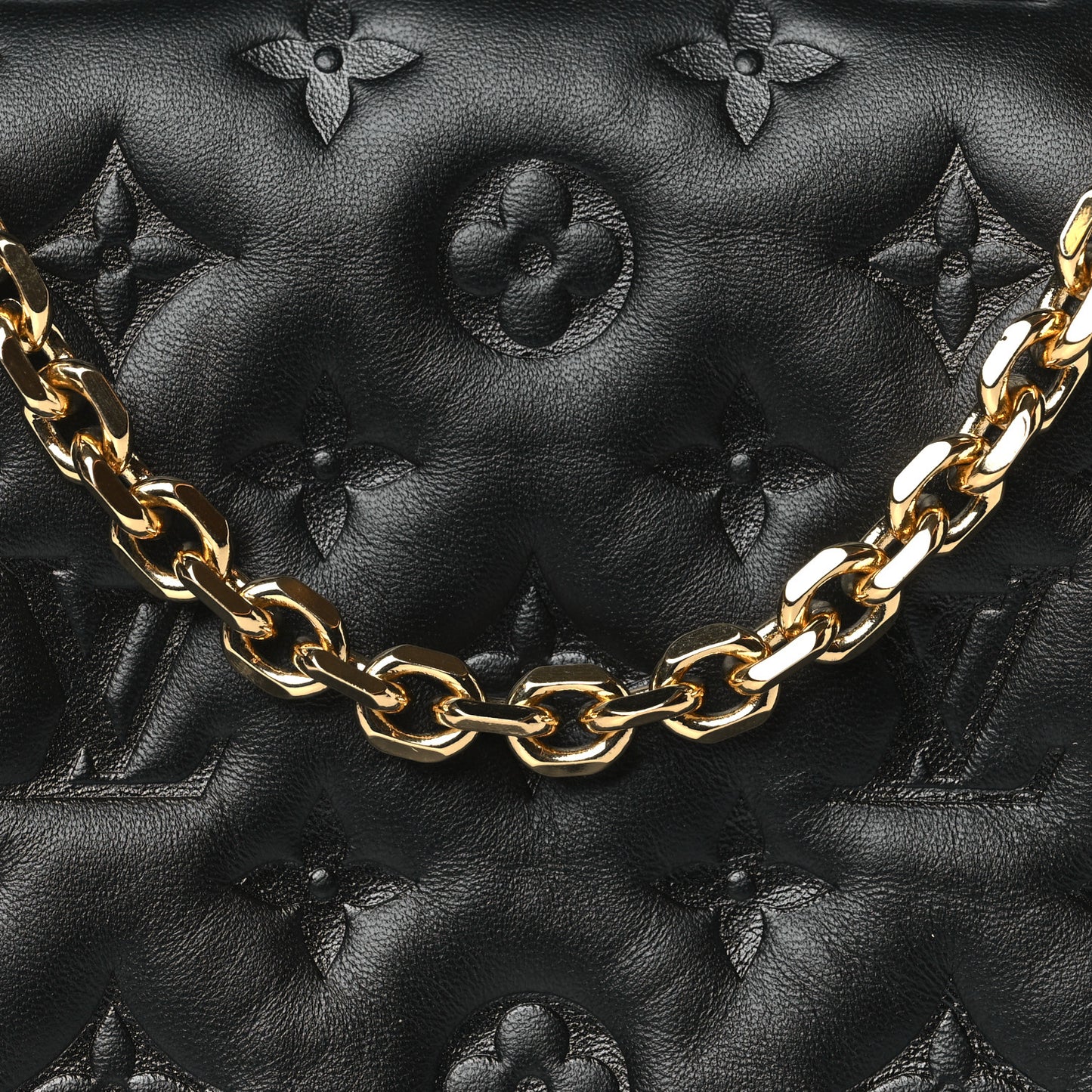 Lambskin Embossed Monogram Pochette Coussin Black